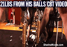She Hangs Over 21lbs From His Balls & She's Not Finished CBT Fetish Video
